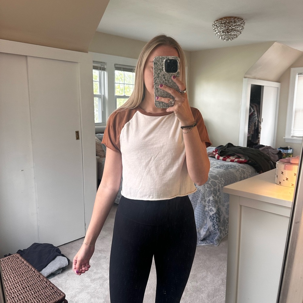 Aerie Two-Tone Raglan Cropped Tee